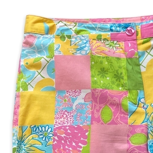VINTAGE Lilly Pulitzer Pastel Rainbow Patchwork Crop Capri Pants Women’s Size 8 - Picture 4 of 7